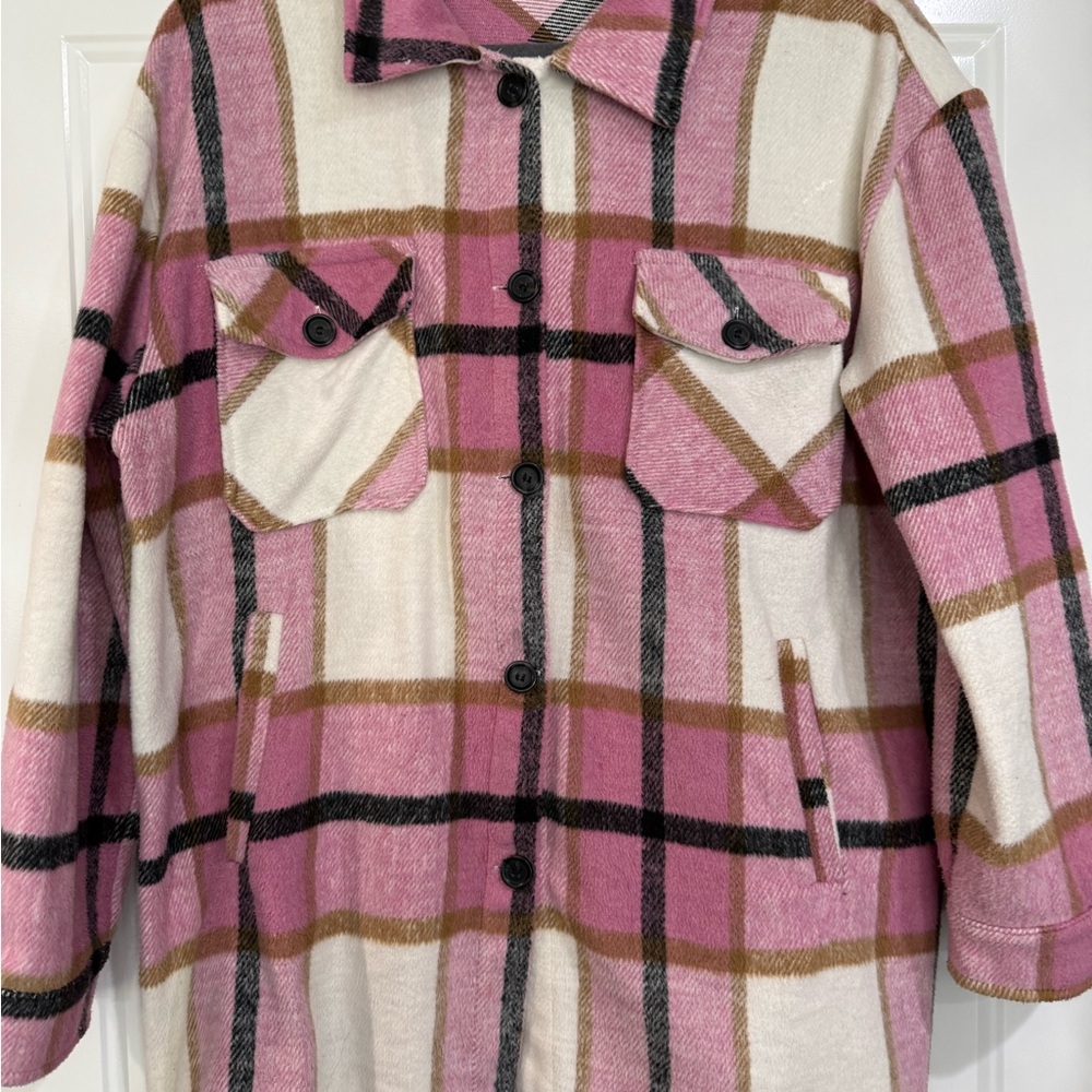 Maurices Pink Plaid Button-Up Top